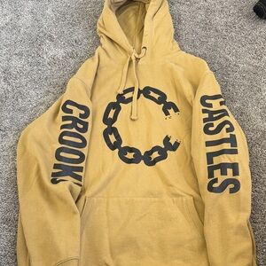 Crooks & Castles Gold Hoodie with Black Chain Design